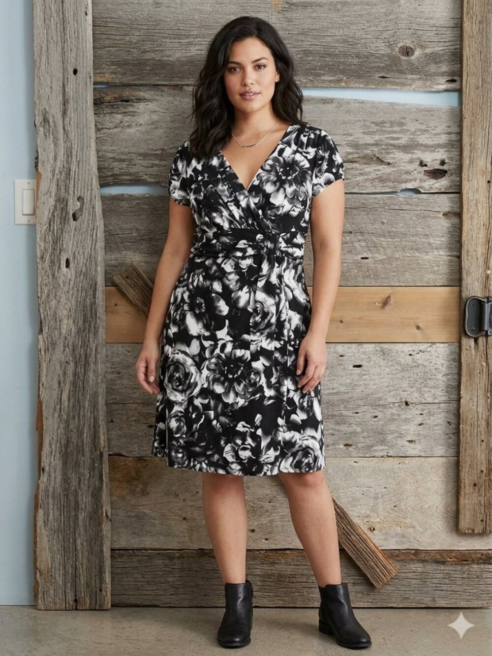 REITMANS Size Med Black/ White Dress